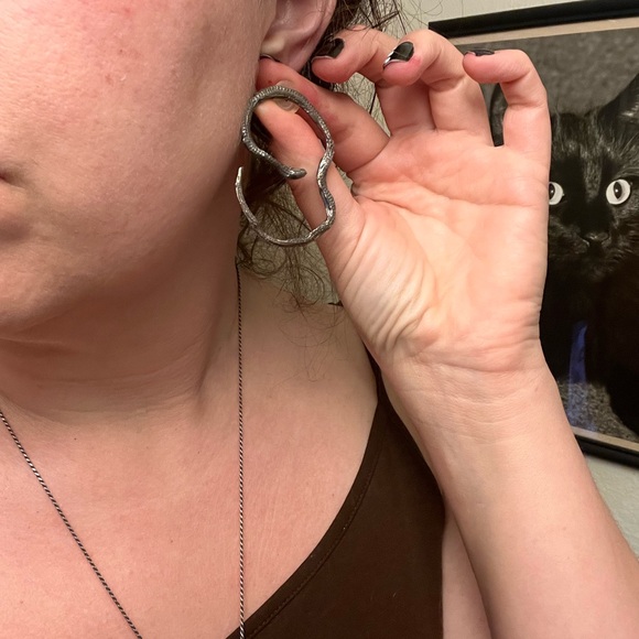 XL Sterling Silver Snake Earrings - Picture 4 of 4